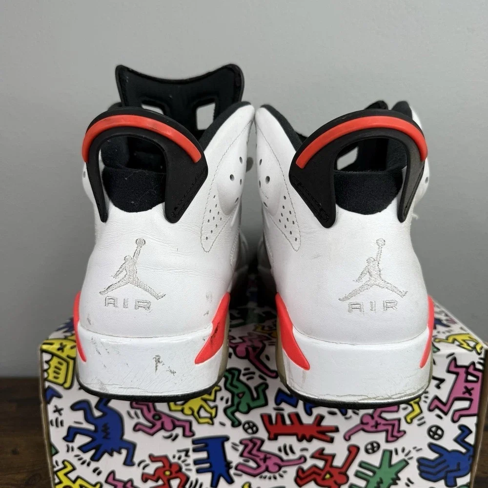 2013 Nike Air Jordan 6 Retro Infrared White 384664-123 Size 9 Basketball Shoes